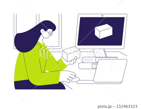 3D printing model abstract concept vector illustration. 3D printing model abstract concept vector illustration. 132463323