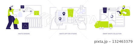 Smart waste management system isolated cartoon vector illustrations se Smart waste management system isolated cartoon vector illustrations se 132463379