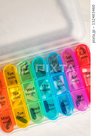 Weekly Pill Box With Vitamins Weekly Pill Box With Vitamins 132463460