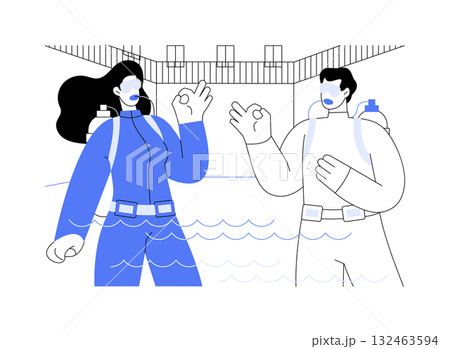 Diving pool training isolated cartoon vector illustrations. 132463594