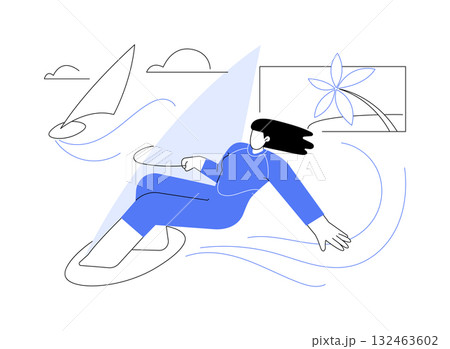 Windsurfing fun isolated cartoon vector illustrations. 132463602