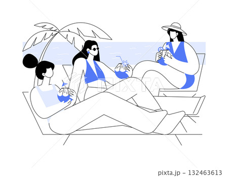 Drinking coconut water isolated cartoon vector illustrations. Drinking coconut water isolated cartoon vector illustrations. 132463613