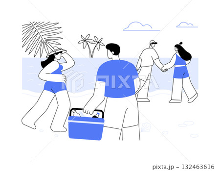 Walking at the beach isolated cartoon vector illustrations. 132463616
