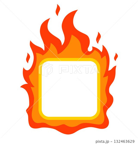 Square fire frame on white background. 132463629