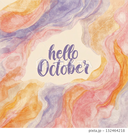 Welcoming hello october with colorful abstract art 132464218