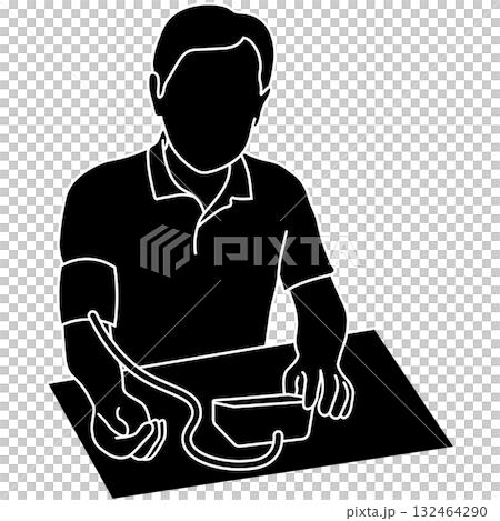 Silhouette illustration of a man measuring his blood pressure Silhouette illustration of a man measuring his blood pressure 132464290