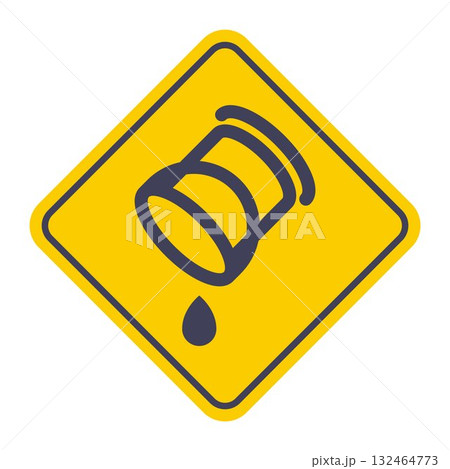 Bucket pouring water black icon on a yellow background. Bucket pouring water black icon on a yellow background. 132464773