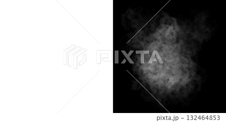 透明背景と黒背景の白い煙のテクスチャ 透明背景と黒背景の白い煙のテクスチャ 132464853