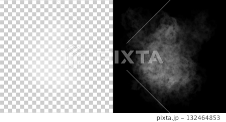 透明背景と黒背景の白い煙のテクスチャ 透明背景と黒背景の白い煙のテクスチャ 132464853