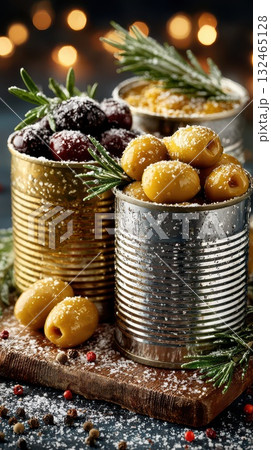 Festive assortment of tasty olives 132465128