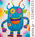 Funny multicolored monster, troll or goblin on colorful background 132465253