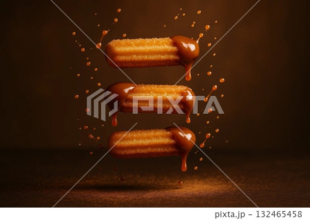 Floating Golden Crispy Churros Stackのイラスト素材 [132465458] - PIXTA