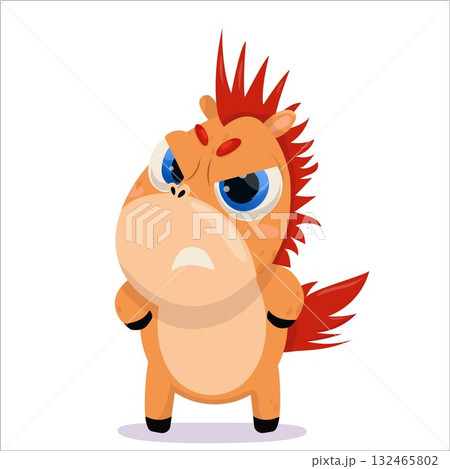 Vector illustration of an angry horse. Horse, character, 2026, Horoscope, cute, drinking, pony, childish, funny, Chinese, anger, rage, emotion, discontent Vector illustration of an angry horse. Horse, character, 2026, Horoscope, cute, drinking, pony, childish, funny, Chinese, anger, rage, emotion, discontent 132465802