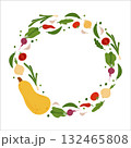 Oval frame of simple flat vegetables 132465808