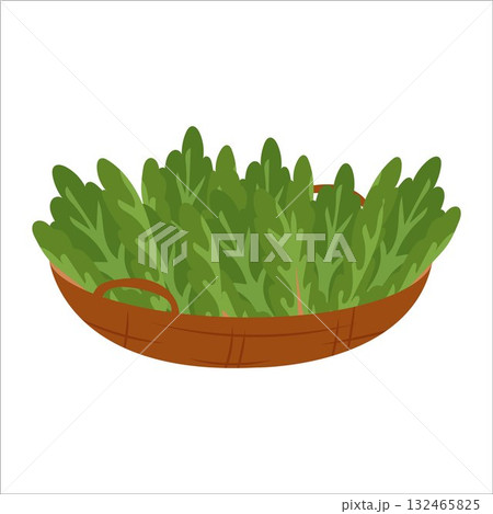 Simple flat vegetables in basket Simple flat vegetables in basket 132465825