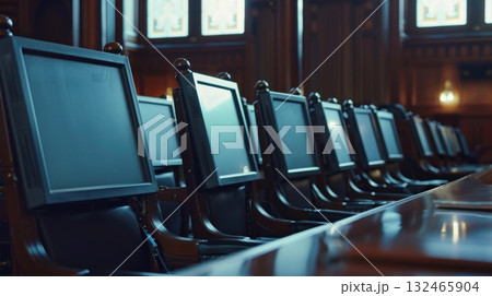 The jury box is equipped with individual...のイラスト素材 [132465904] - PIXTA