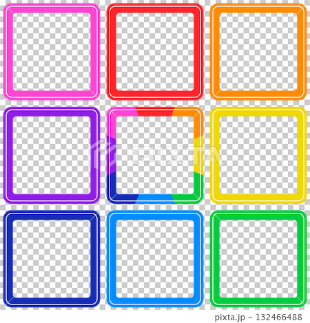 Square frame icon set in 8 colors & rainbow 132466488