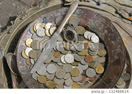 Rusty coins on flea market Rusty coins on flea market 132466614