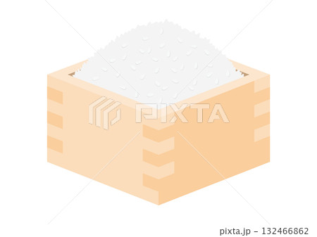 升に盛られた米のイラスト 升に盛られた米のイラスト 132466862