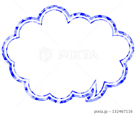 ステンドグラス風吹き出し　三角形模様　丸みのある雲形 132467116