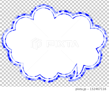 ステンドグラス風吹き出し　三角形模様　丸みのある雲形 132467116