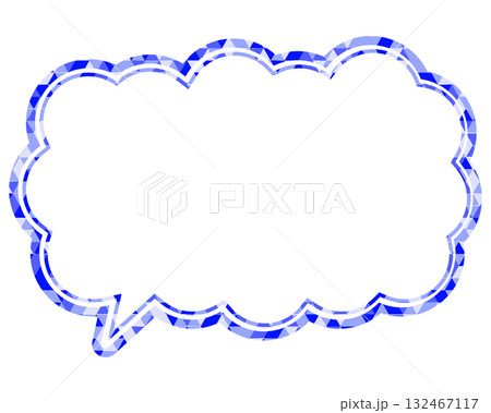 ステンドグラス風吹き出し　三角形模様　細長い雲形 132467117