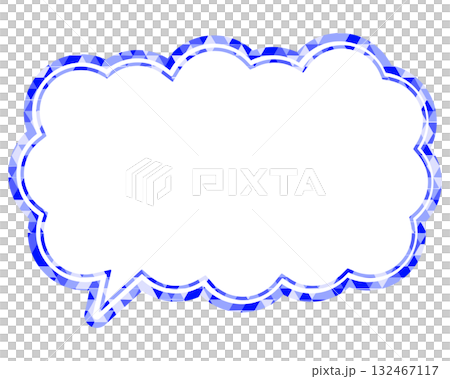 ステンドグラス風吹き出し　三角形模様　細長い雲形 132467117