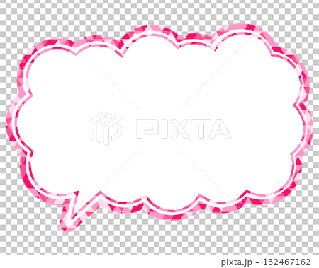 Stained glass style speech bubble, triangular pattern, elongated cloud shape 132467162