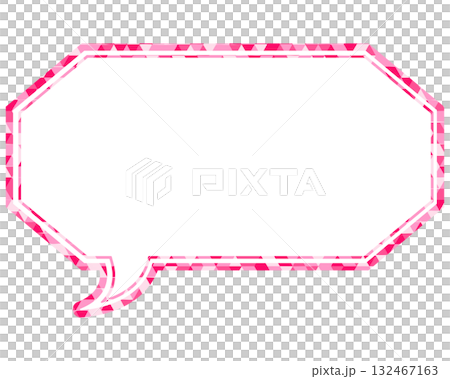 Stained glass style speech bubble, triangular pattern, elongated octagon Stained glass style speech bubble, triangular pattern, elongated octagon 132467163