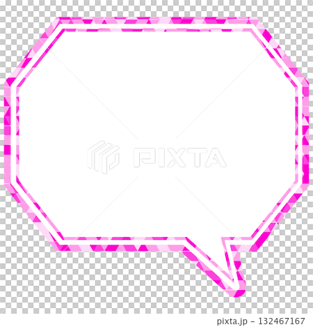Stained glass style speech bubble, triangular pattern, octagonal shape with corners 132467167
