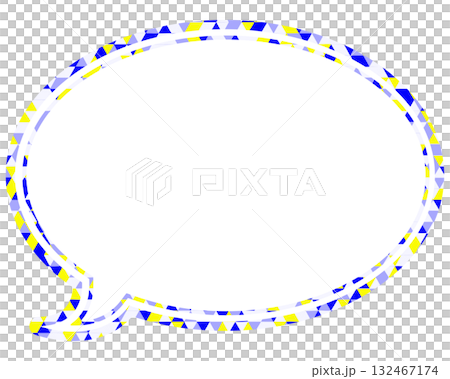 彩色玻璃風格對白泡泡，三角形圖案，圓形 132467174
