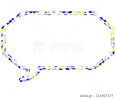 ステンドグラス風吹き出し 三角形模様 細長い八角形 ステンドグラス風吹き出し 三角形模様 細長い八角形 132467177