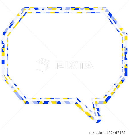ステンドグラス風吹き出し　三角形模様　角のある八角形 132467181