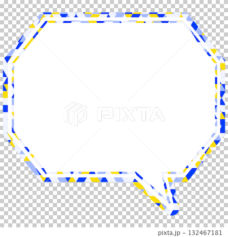 ステンドグラス風吹き出し　三角形模様　角のある八角形 132467181