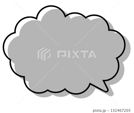 シンプルな線がずれた吹き出し　丸みのある雲形 132467205