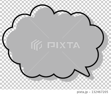 シンプルな線がずれた吹き出し　丸みのある雲形 132467205