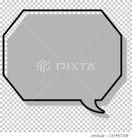 一個簡單的帶有錯位線條的對話泡泡，一個帶有角的八邊形 132467206