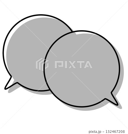 シンプルな線がずれた吹き出し　重なる会話 132467208
