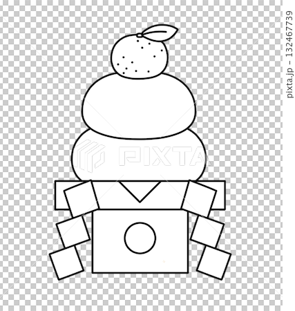 鏡餅（新年）的黑白線條畫插圖 132467739