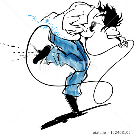 線画のおしゃれなボーカルイラスト 線画のおしゃれなボーカルイラスト 132468103