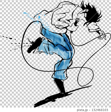線画のおしゃれなボーカルイラスト 線画のおしゃれなボーカルイラスト 132468103