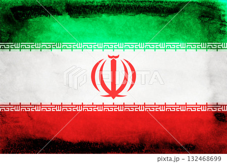 イラン 国 旗 和紙 背景 イラン 国 旗 和紙 背景 132468699