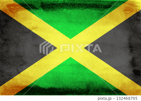ジャマイカ　国　旗　和紙　背景 132468705