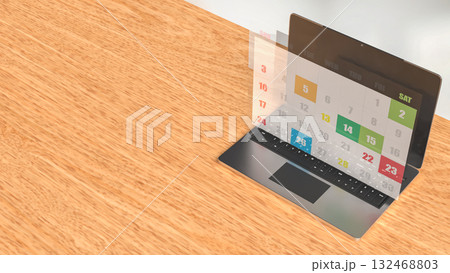 The Calendar and laptop for Business concept 3d Rendering. The Calendar and laptop for Business concept 3d Rendering. 132468803