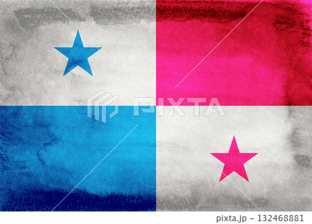 パナマ　国　旗　和紙　背景 132468881