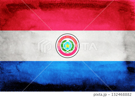 パラグアイ 国 旗 和紙 背景 パラグアイ 国 旗 和紙 背景 132468882
