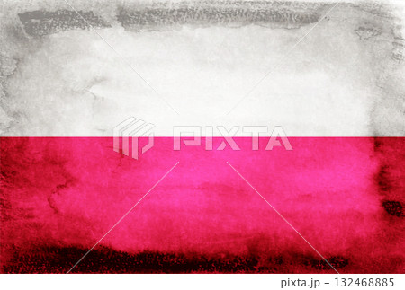 ポーランド　国　旗　和紙　背景 132468885