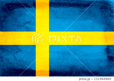 スウェーデン 国 旗 和紙 背景 スウェーデン 国 旗 和紙 背景 132468960