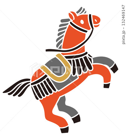 手描きの馬の年賀状素材イラスト 手描きの馬の年賀状素材イラスト 132469147