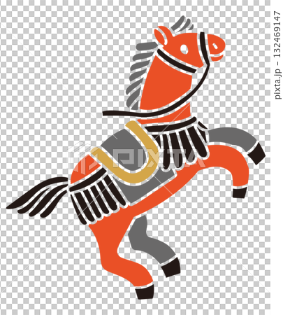 手描きの馬の年賀状素材イラスト 手描きの馬の年賀状素材イラスト 132469147